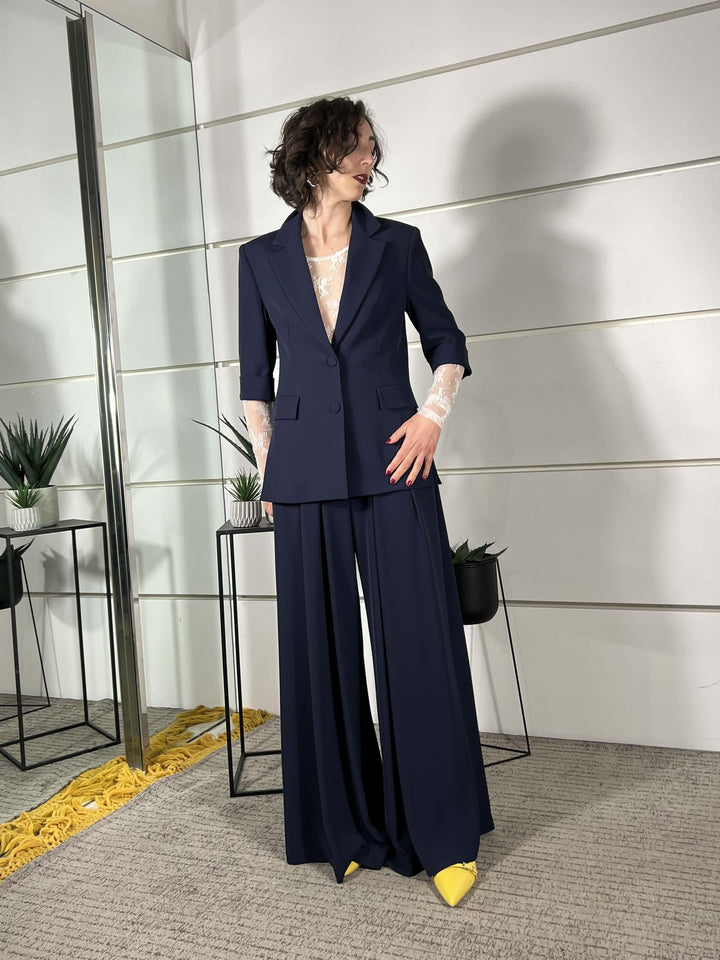 pantalone ampio con cinta e pinces blu P3ZQLHX1650 IMPERIAL