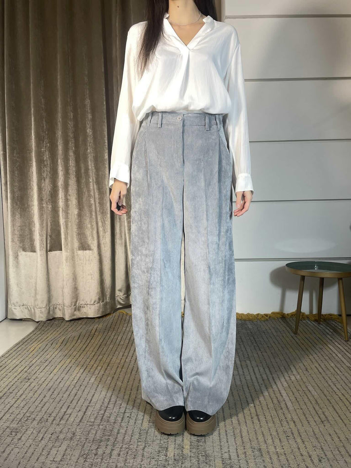 PANTALONE A PALAZZO IN VELLUTO A COSTE NEBBIA P094PUMG826NEBBIA MANILA GRACE