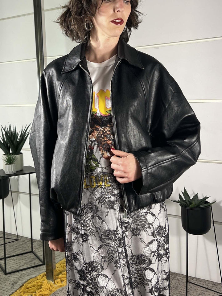 bomber in ecopelle GIUB26SSAURg3NERO TWO WAY