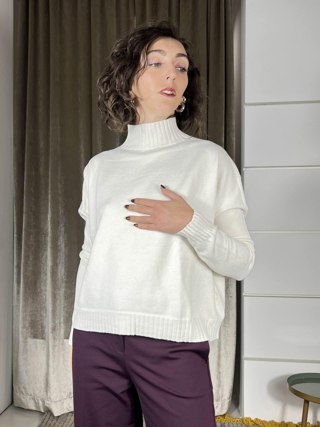 maglia collo alto 50%vi 27%pl 23%pa SSX431CREMA SUSY MIX