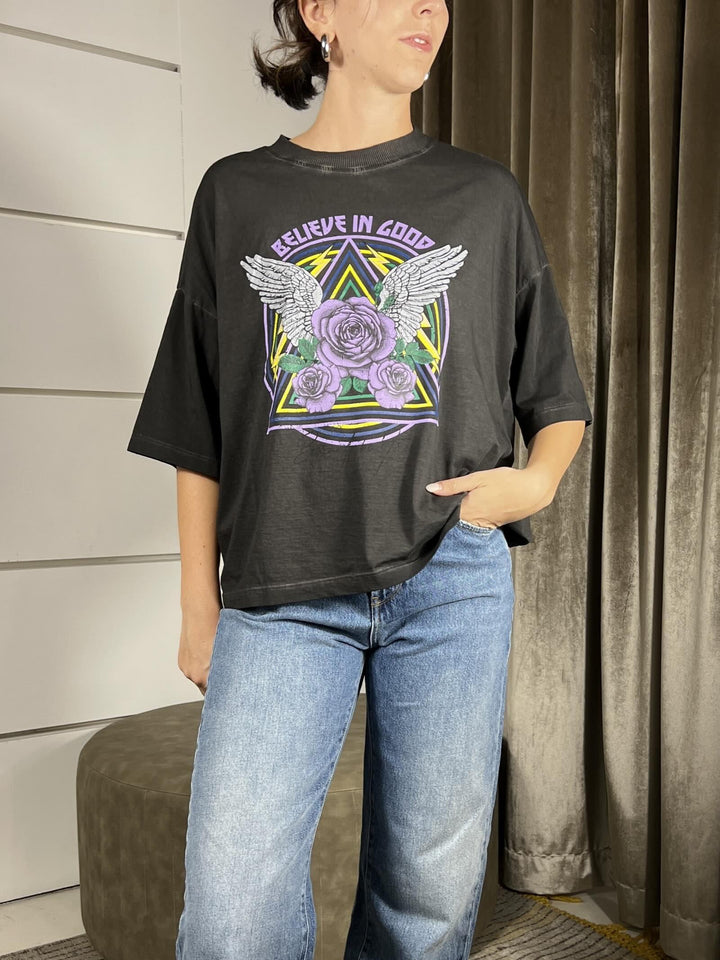 T-SHIRT GRIGIA MANICA CORTA CON STAMPA BELIVE IN GOD TFW-P022GRIGIO HAVE ONE