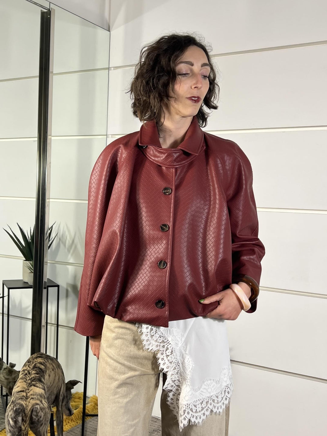 giubbotto bomber a intreccio rosso 26B4008ROSSO TENSIONE IN