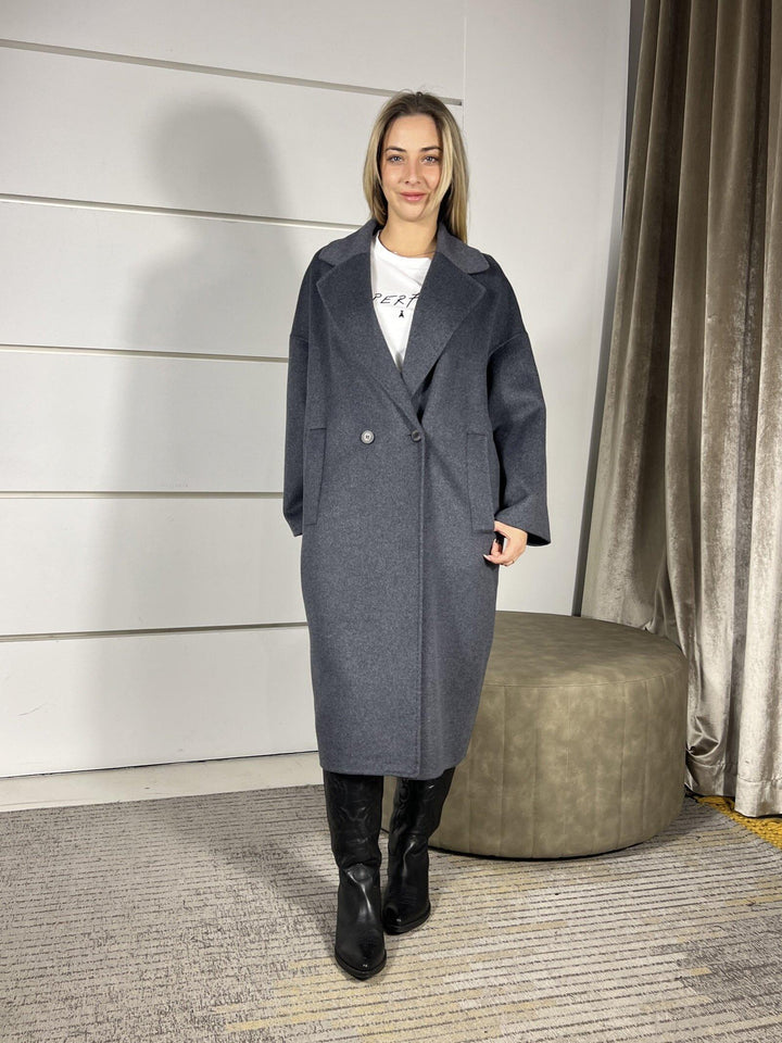 cappotto lungo a ovetto hand made 50% lana grigio TF0003GRIGIO VICOLO