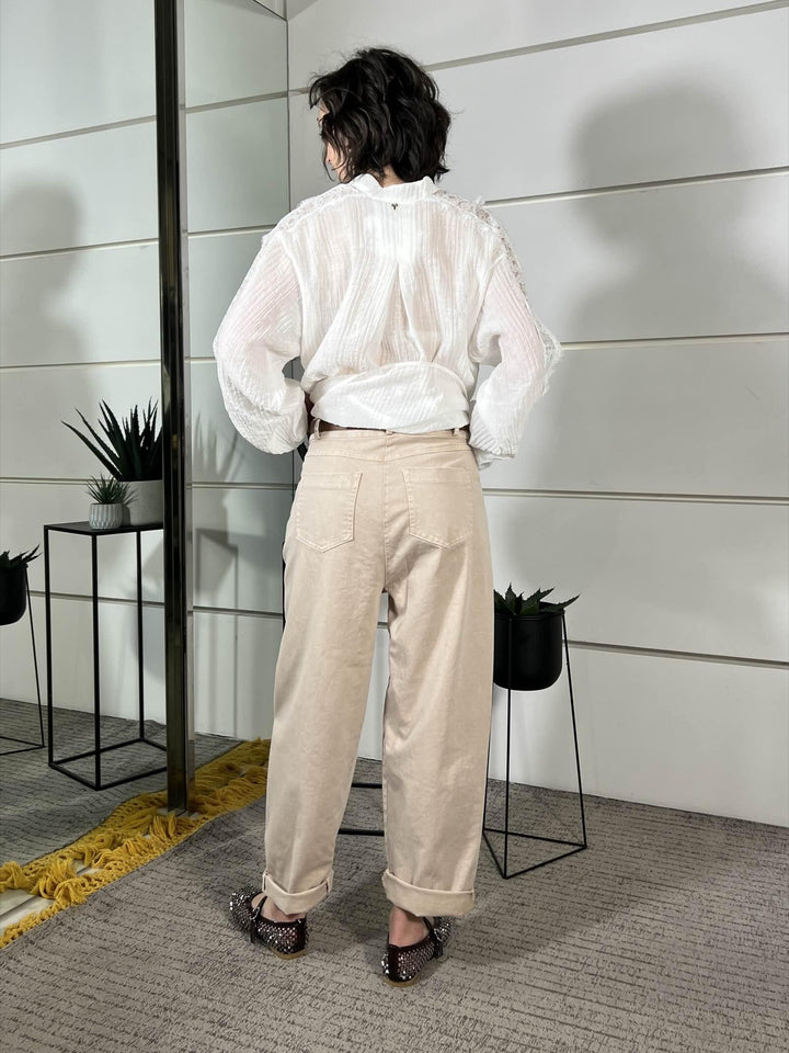 pantalone a ovetto in cotone elasticizzato sabbia R02L02673SABBIA PHILIA LOFT