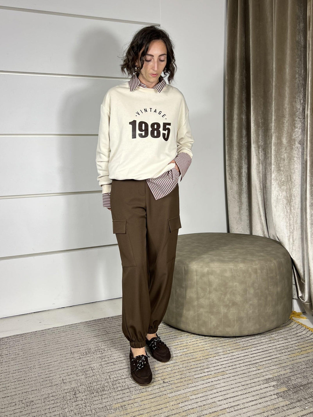 pantalone cargo stretto nel fondo cioccolato TF1041CIOCCOLATO VICOLO
