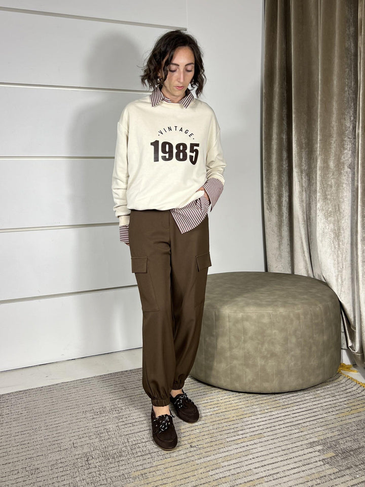 pantalone cargo stretto nel fondo cioccolato TF1041CIOCCOLATO VICOLO