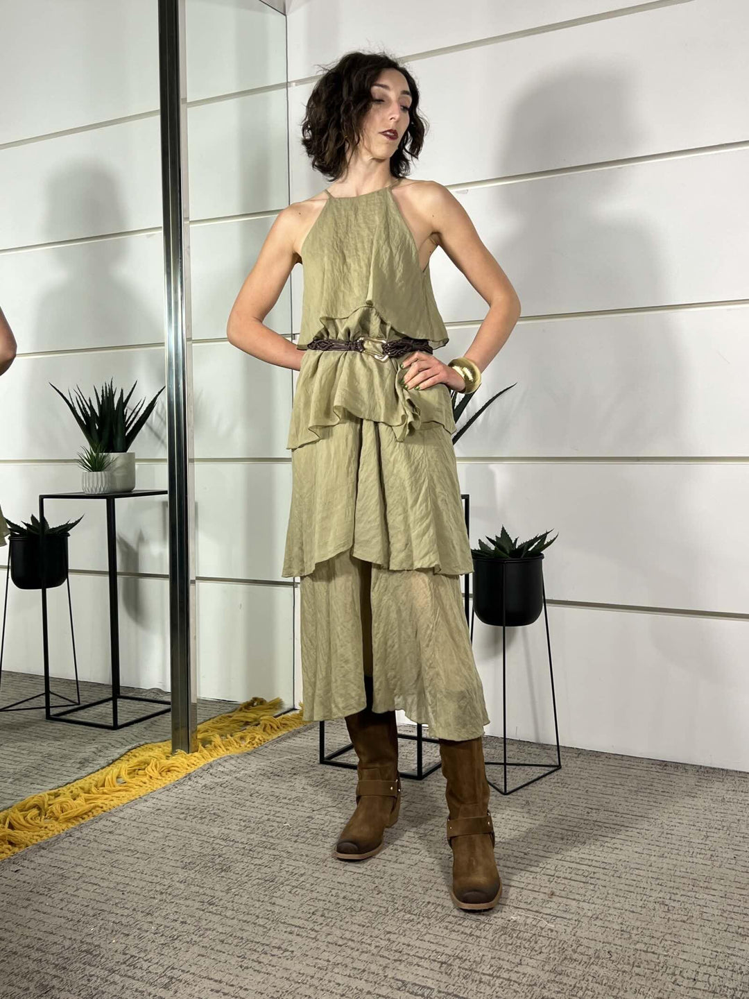 abito lungo a balze olio W02G0738OLIO PHILIA LOFT