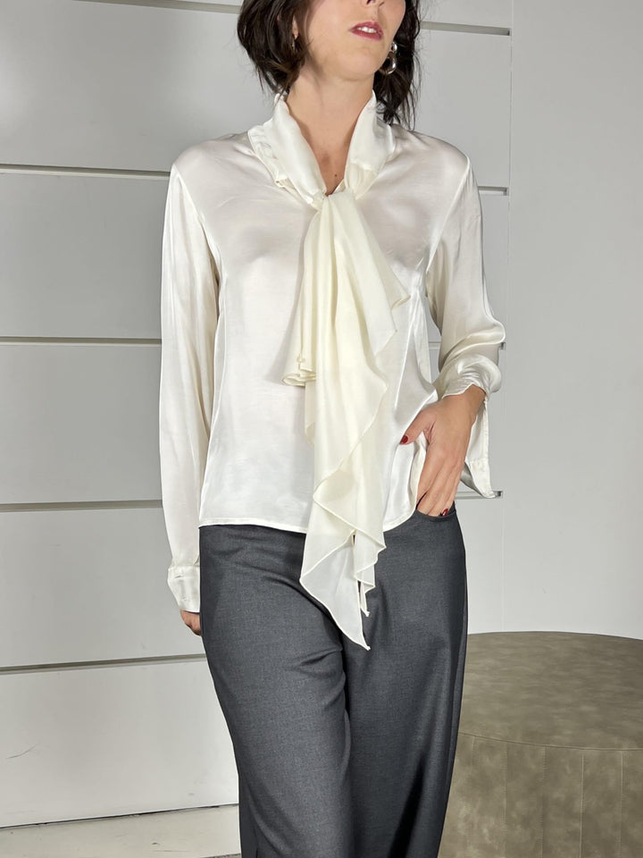 camicia in viscosa con rouches nel collo burro in viscosa W01G0713BURRO PHILIA LOFT