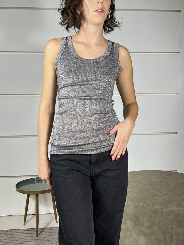 canotta a costine lurex ferro UF0055FERRO VICOLO