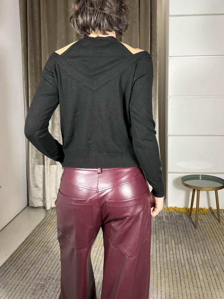 maglia con cut-out e dettaglio a v nera 250910NERO SUSY MIX