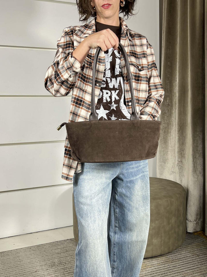 borsa modello baguette scamosciata moro BACILSUMORO SUSY MIX