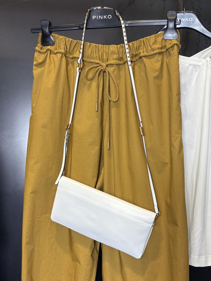 pochette a tracolla bianco seta e oro CLICK SOFT HORIZONTAL CLASSICZ15Q PINKO