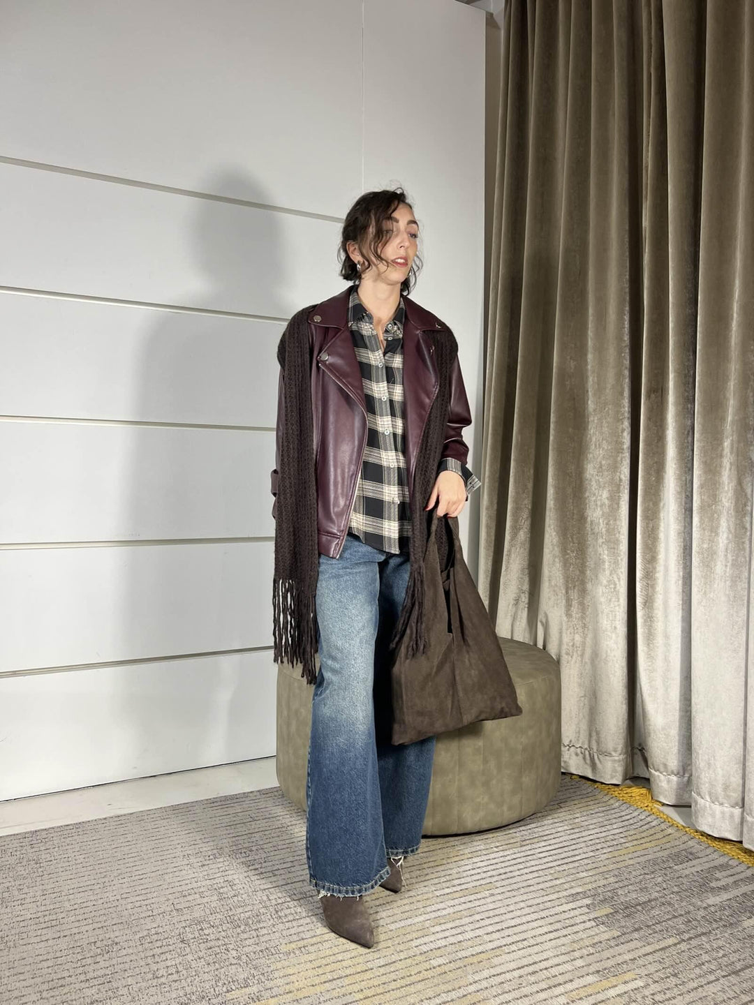 gilet lungo moro  in misto lana con frange F01O0656MORO PHILIA LOFT