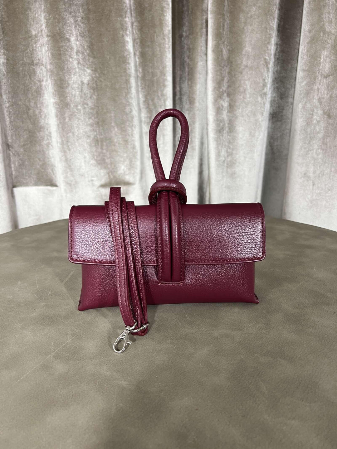 borsa nodo in pelle con tracolla regolabile vino 200414BORDEAUX FEMME CAFE SELECTION