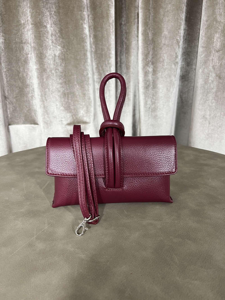 borsa nodo in pelle con tracolla regolabile vino 200414BORDEAUX FEMME CAFE SELECTION
