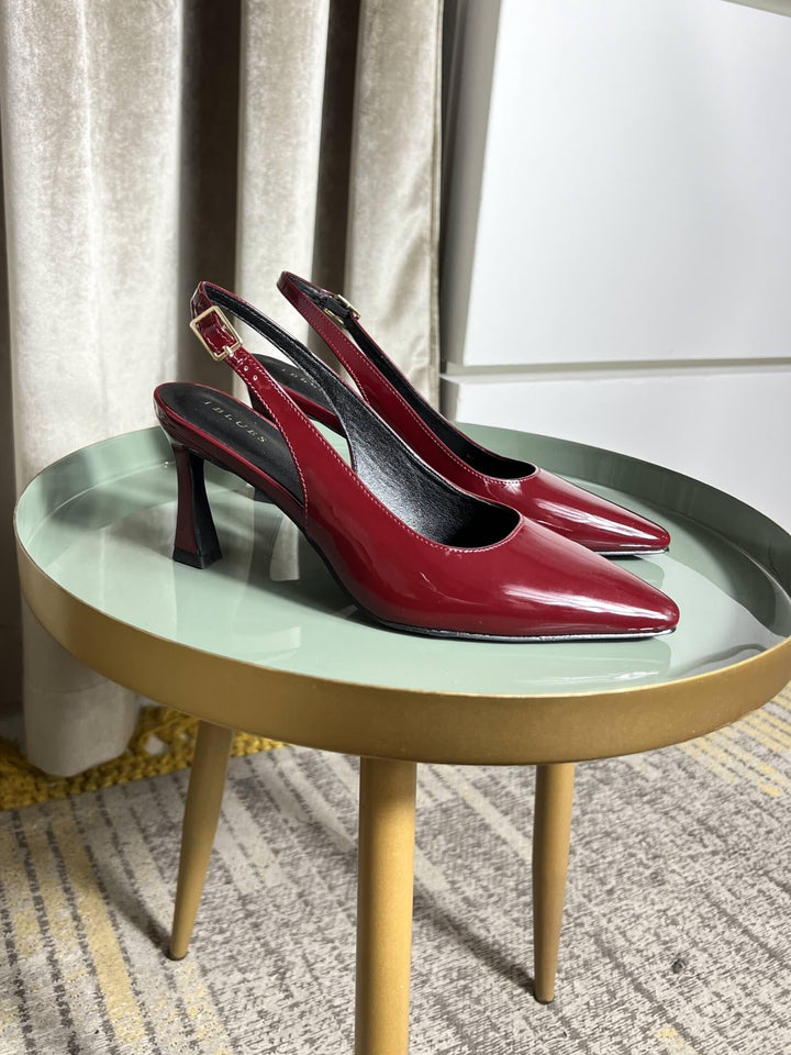 SLINGBACK ROSSA SCURO IN VERNICA CON PUNTA SQUADRATA SLING001 iBLUES 1