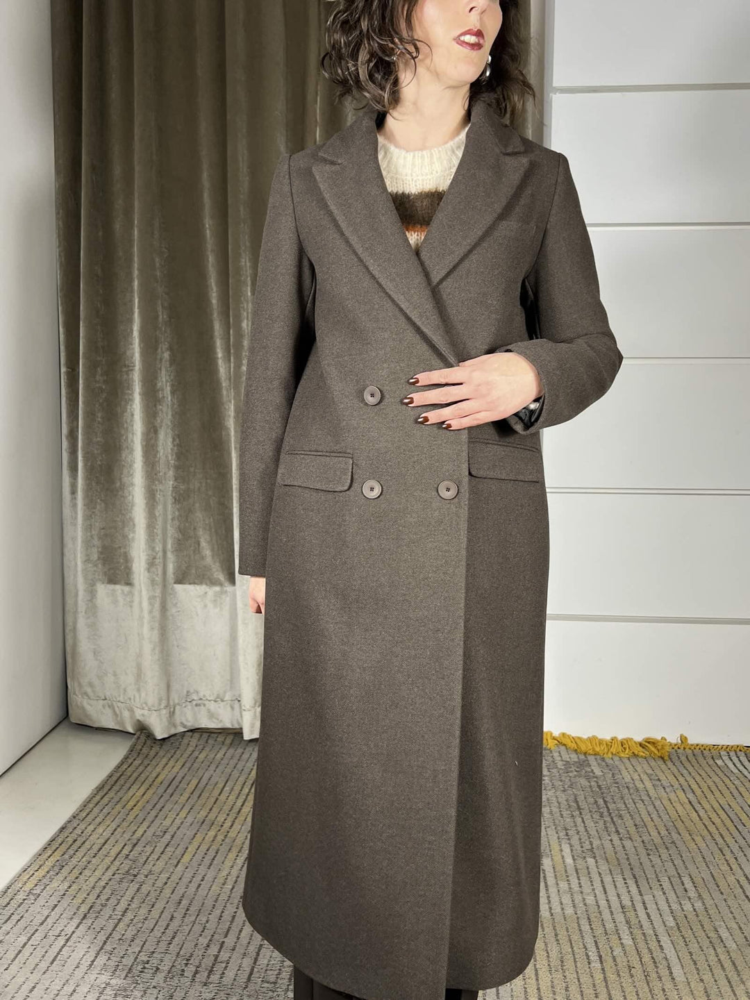 cappotto lungo doppiopetto regolare moro TF1796MORO VICOLO