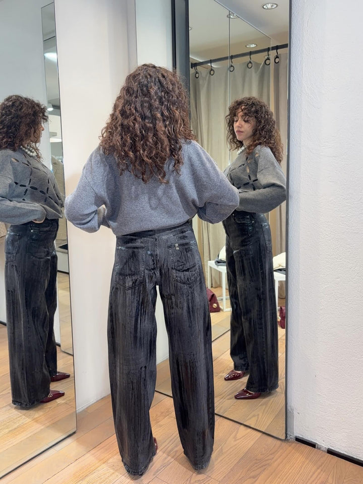 JEANS SPALMATO DENIM BLACK MF5358D029987476 LIU JO WHITE