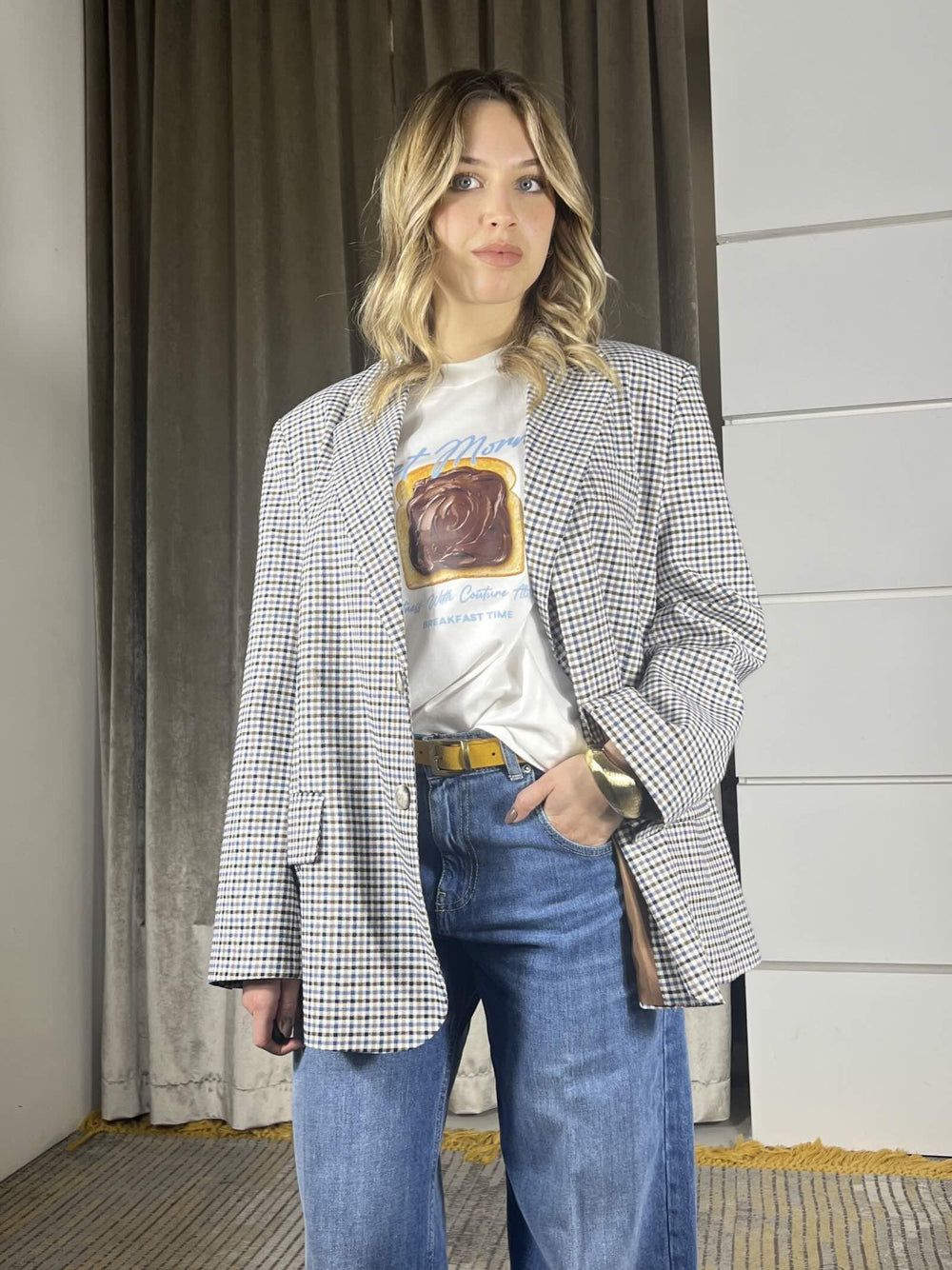 giacca vicolo over con doppia abbottonatura check multicolor TAB0426MULTICOLOR VICOLO