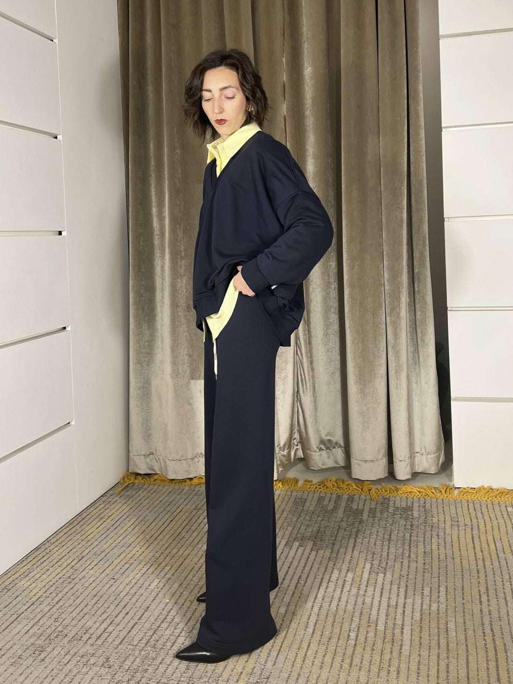 pantalone tuta a palazzo blu TAB0444BLU VICOLO