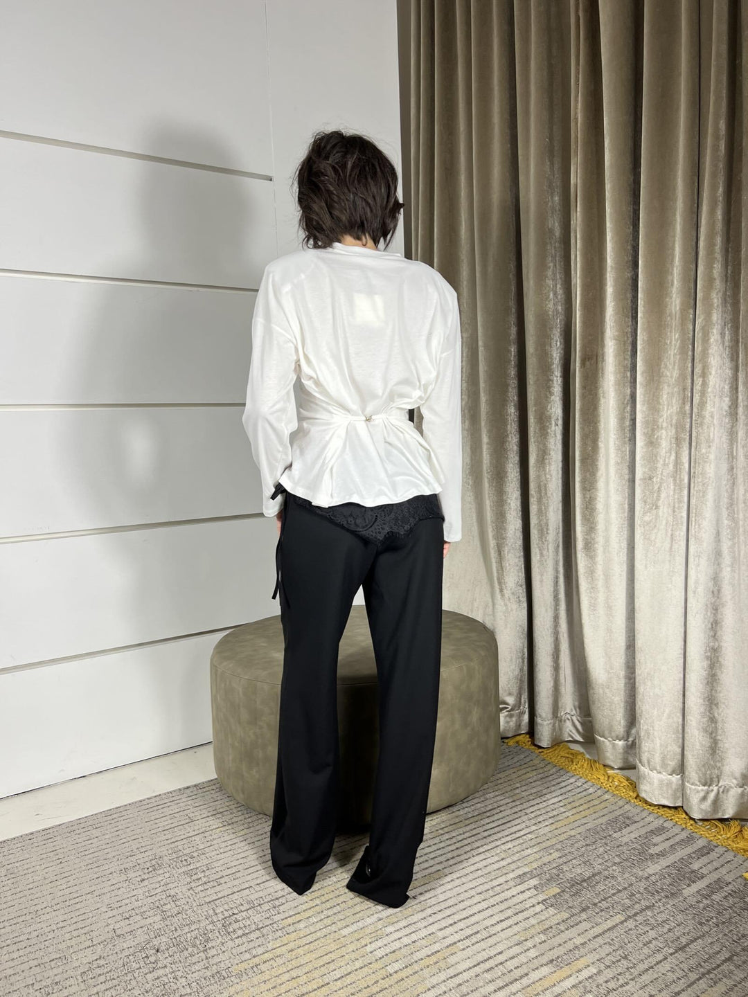 pantalone con fusciacca in pizzo nero 607420NERO SUSY MIX