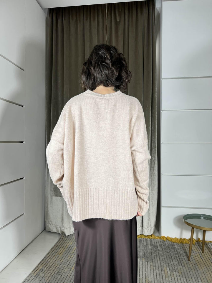 maglione girocollo con coste in misto lana  rasata  pink W5HMJ87A373PINK TENSIONE IN