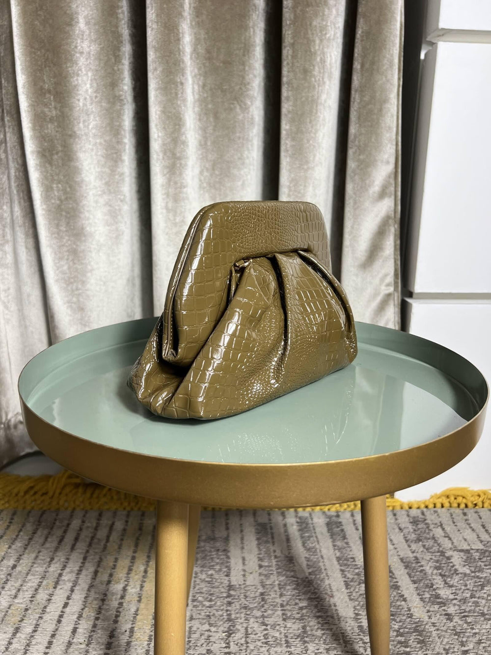 BORSA CLUTCH VERDE MILITARE ECOPELLE COCCO PRR0914BROWN FEMME CAFE SELECTION