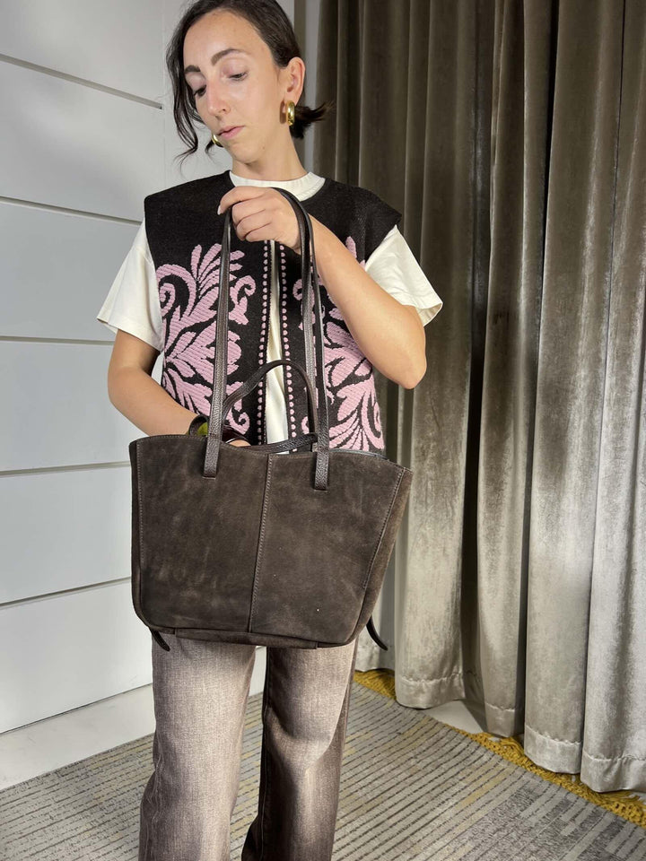 BORSA MORO IN CAMOSCIO 2 FORME 5956MORO FEMME CAFE SELECTION