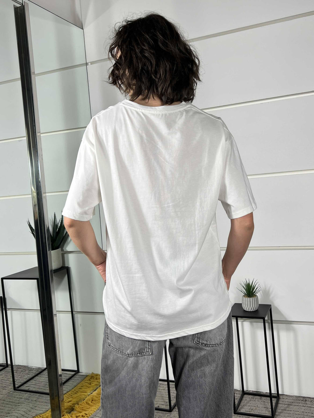 t-shirt bianca girocollo manica corta con stampa cane 690002DOG WITH HAT SPICY CAFE