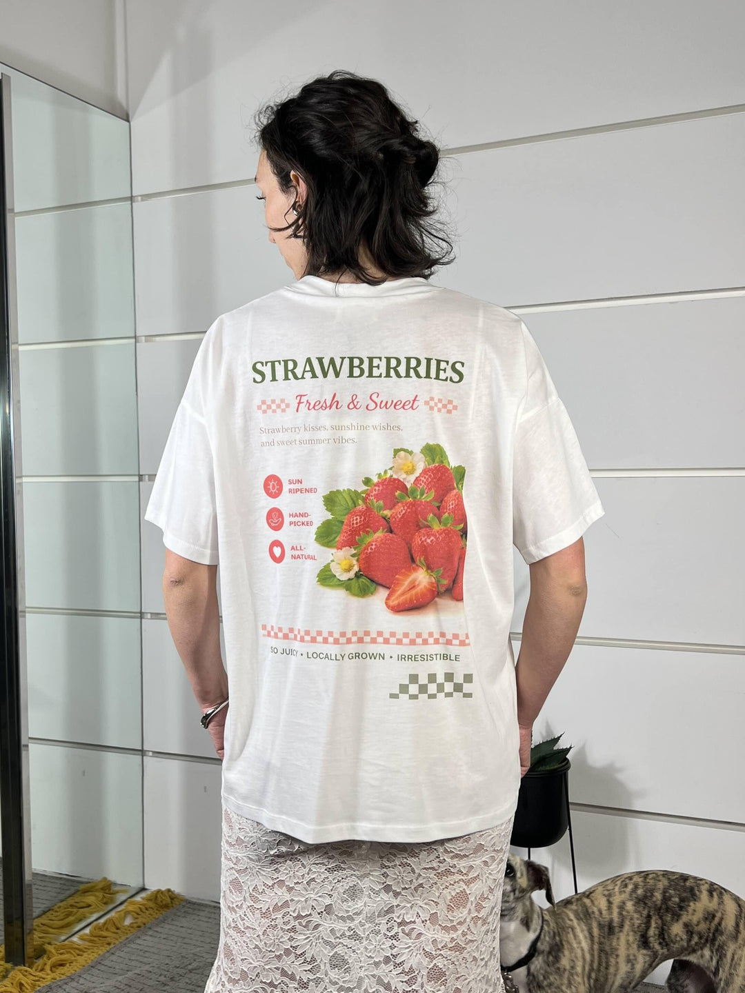 t-shirt naturale con stampa fragole RAB0624NATURALE 02 VICOLO