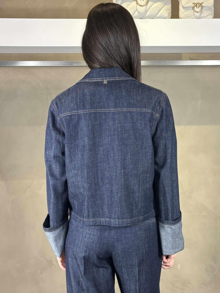 Giubbotto cropped denim scuro G019CUMG065 MANILA GRACE