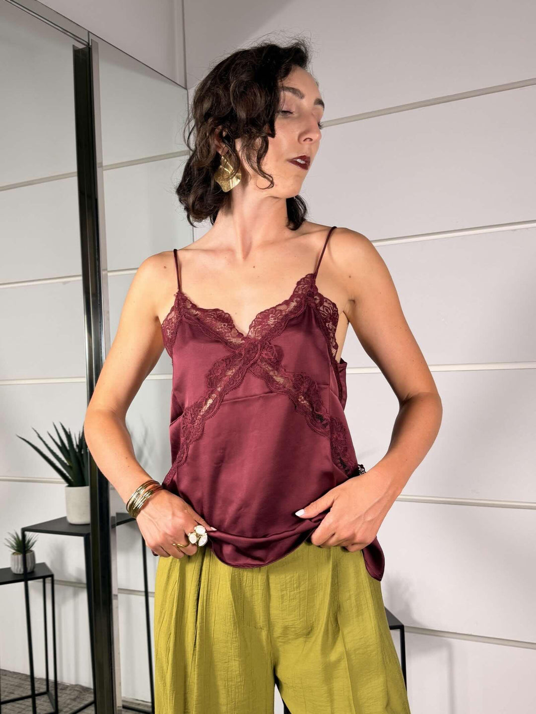top satin con pizzo in viscosa fico 12089FICO SUSY MIX
