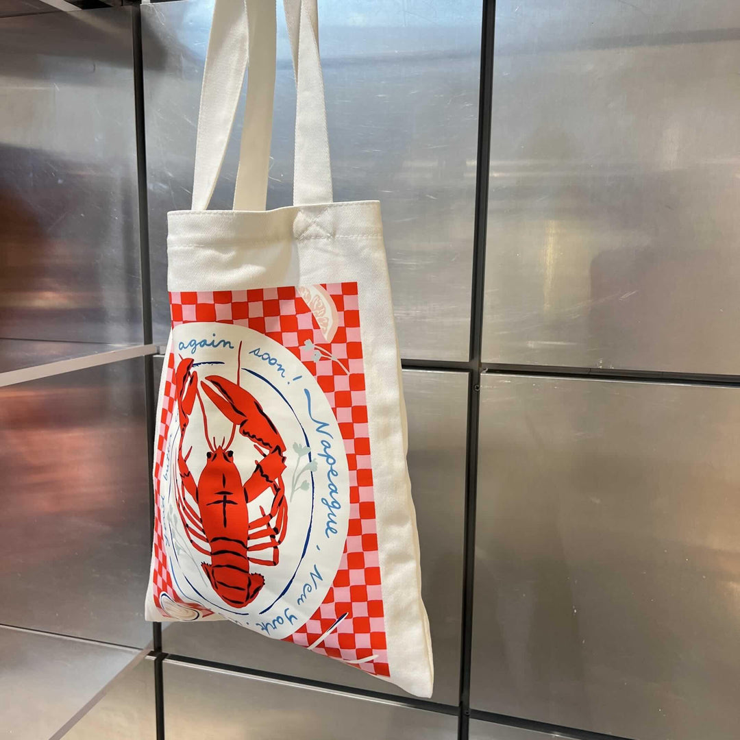 borsa in cotone con stampa aragoste 0229ARAGOSTA SPICY CAFE