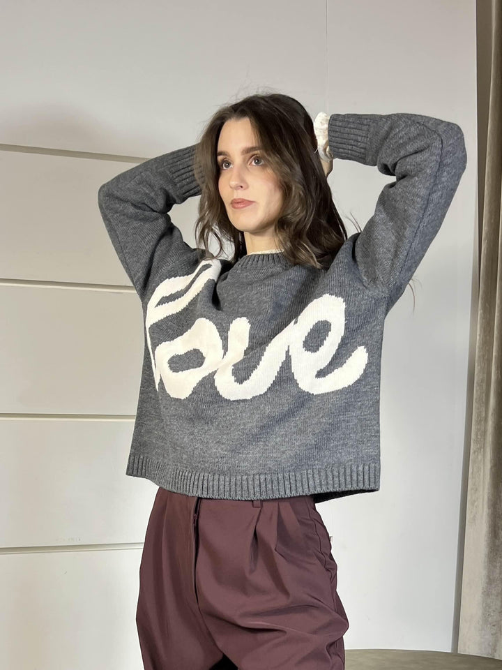maglione girocollo charcoal con scritta burro  love W5HMJ70A400CHARCOAL TENSIONE IN