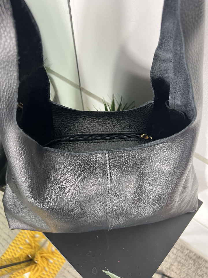 borsa in pelle a spalla nera DO-B0124NERO FEMME CAFE SELECTION