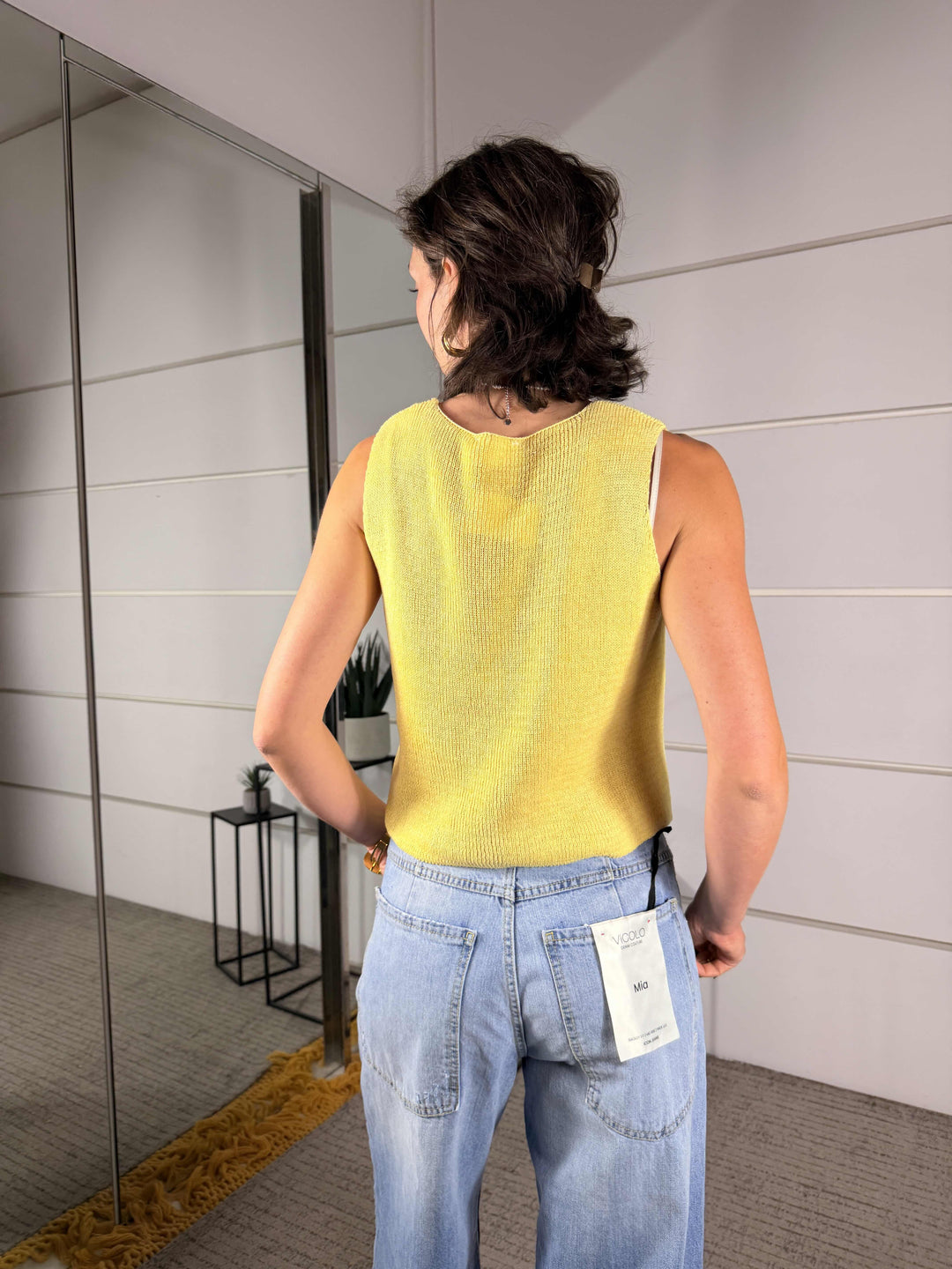 gilet in maglia con fiocchi giallo A24416GIALLO SPICY CAFE