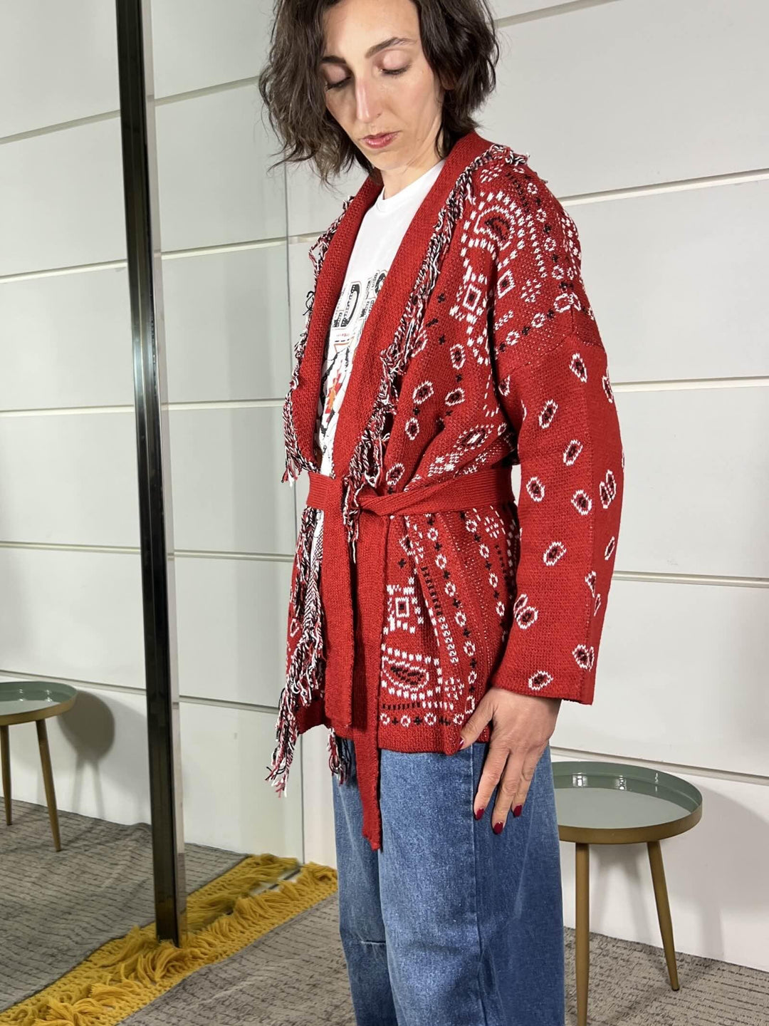 cardigan stampa bandana rosso WCAR26SA504ROSSO TWO WAY