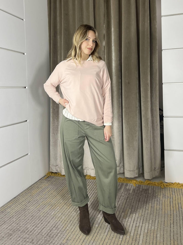 maglia vicolo over in viscosa con scollo a barca rosa 2AB2111ROSA VICOLO