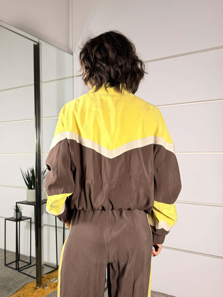 bomber in viscosa moro gesso giallo 26B4568MORO/GIALLO/GESSO TENSIONE IN