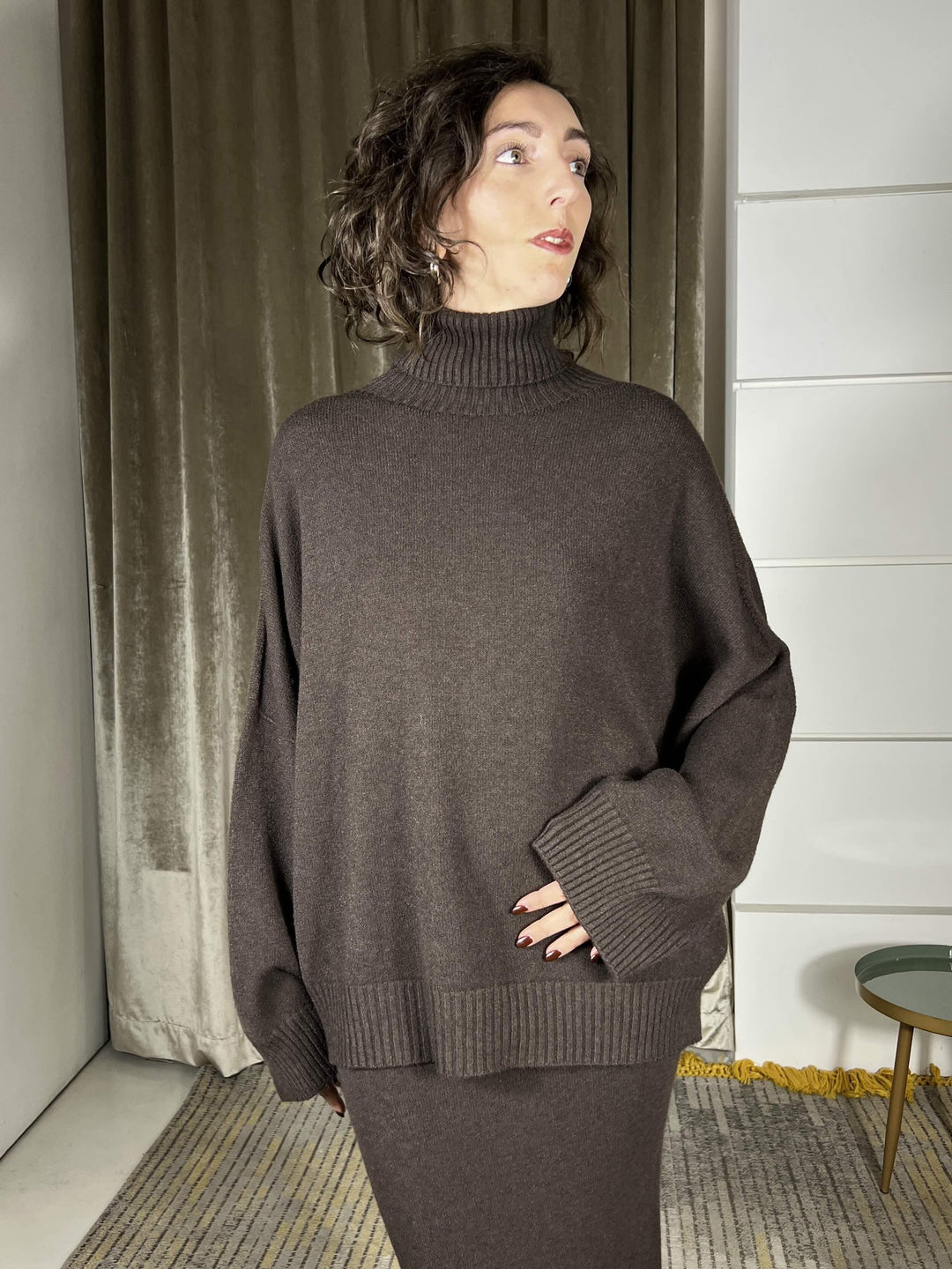 maglione collo alto con coste moro M30258911880 IMPERIAL