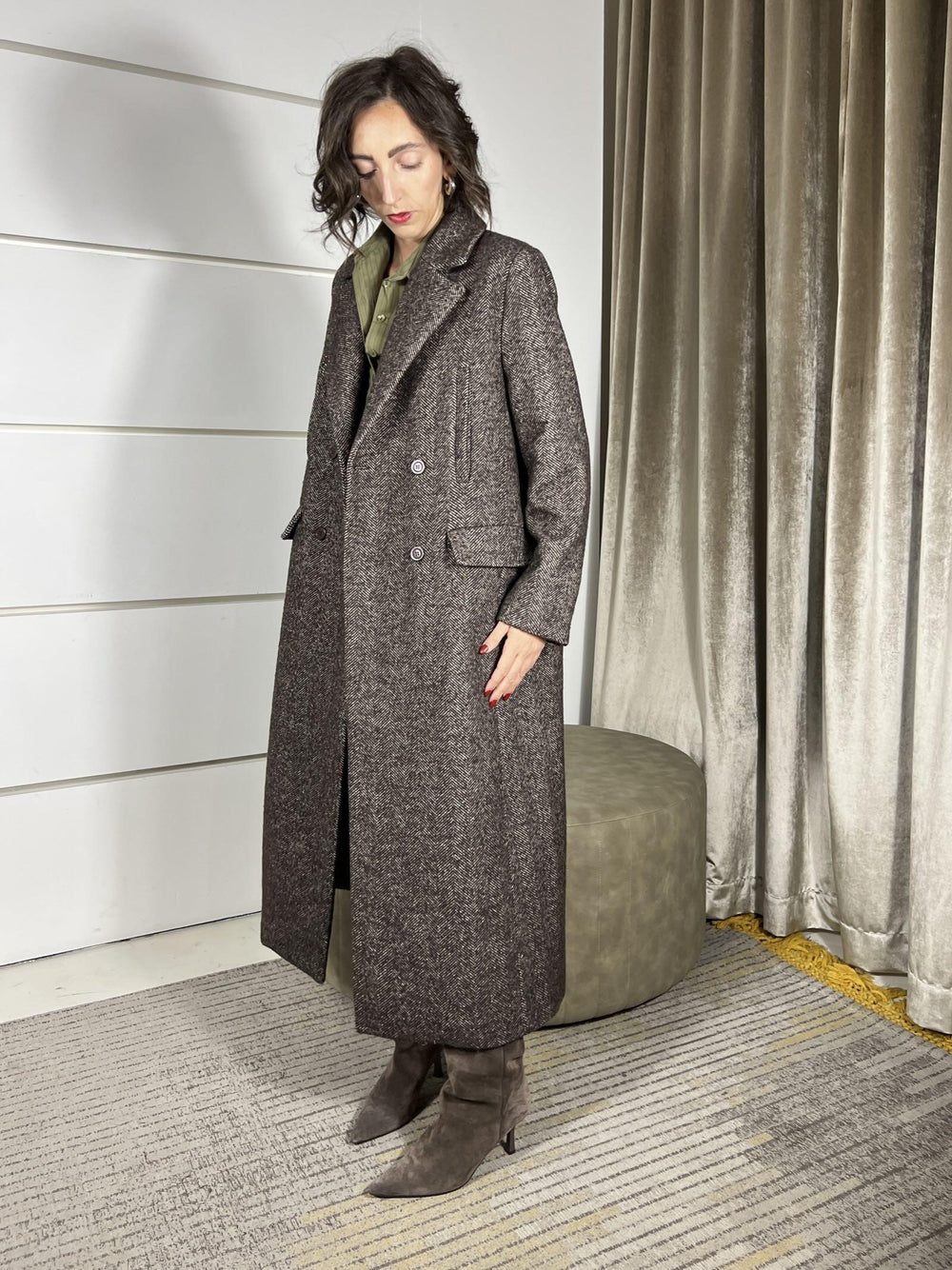 cappotto over lungo spinato moro K9990008U2866 IMPERIAL