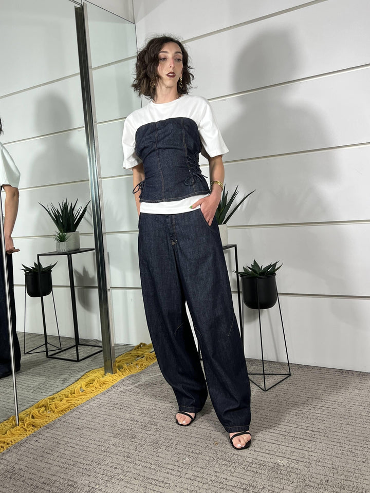 pantalone in denim scuro barrel D02E1085DENIM PHILIA LOFT