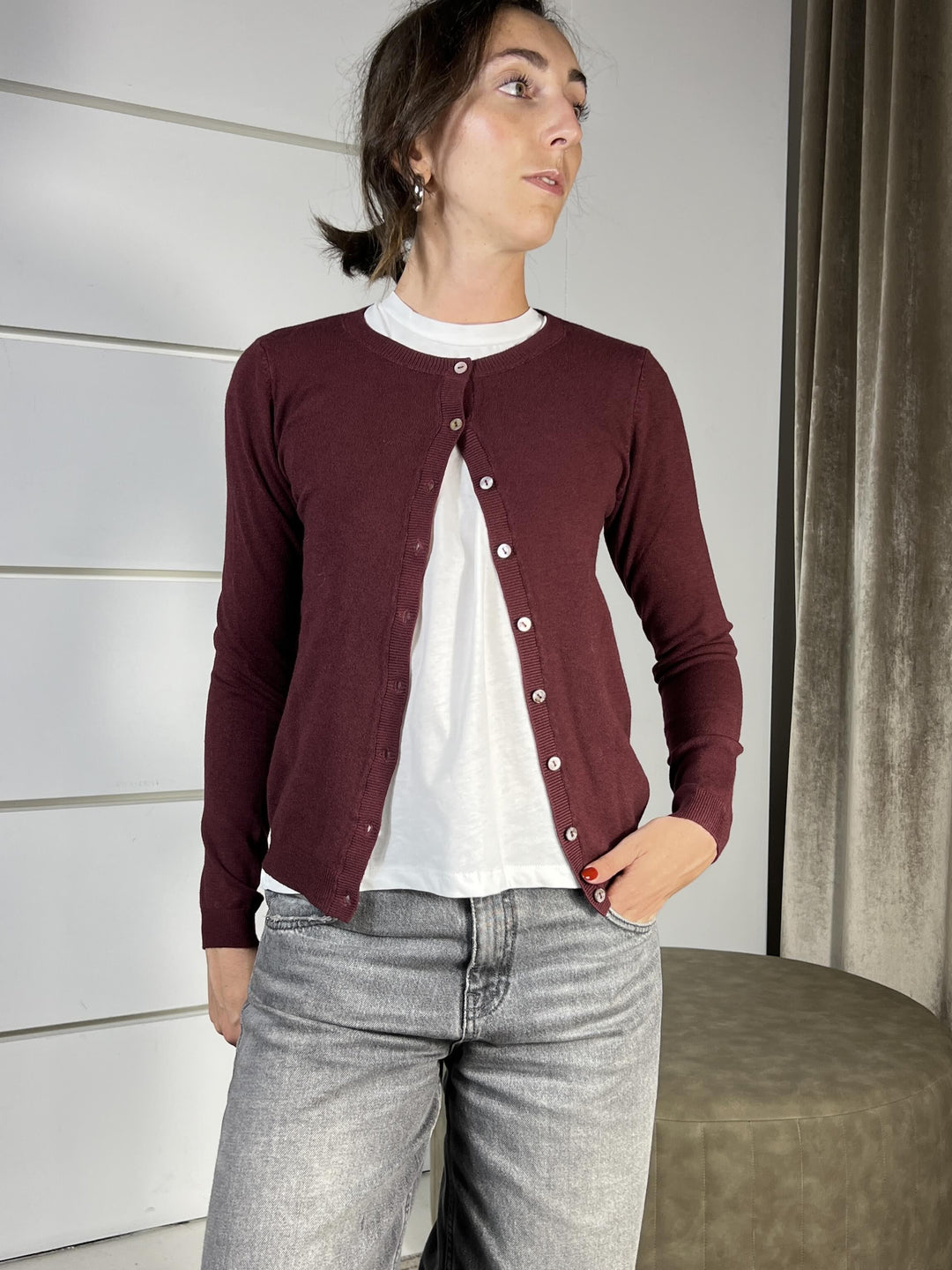 cardigan slim basico vino 250905VINO SUSY MIX