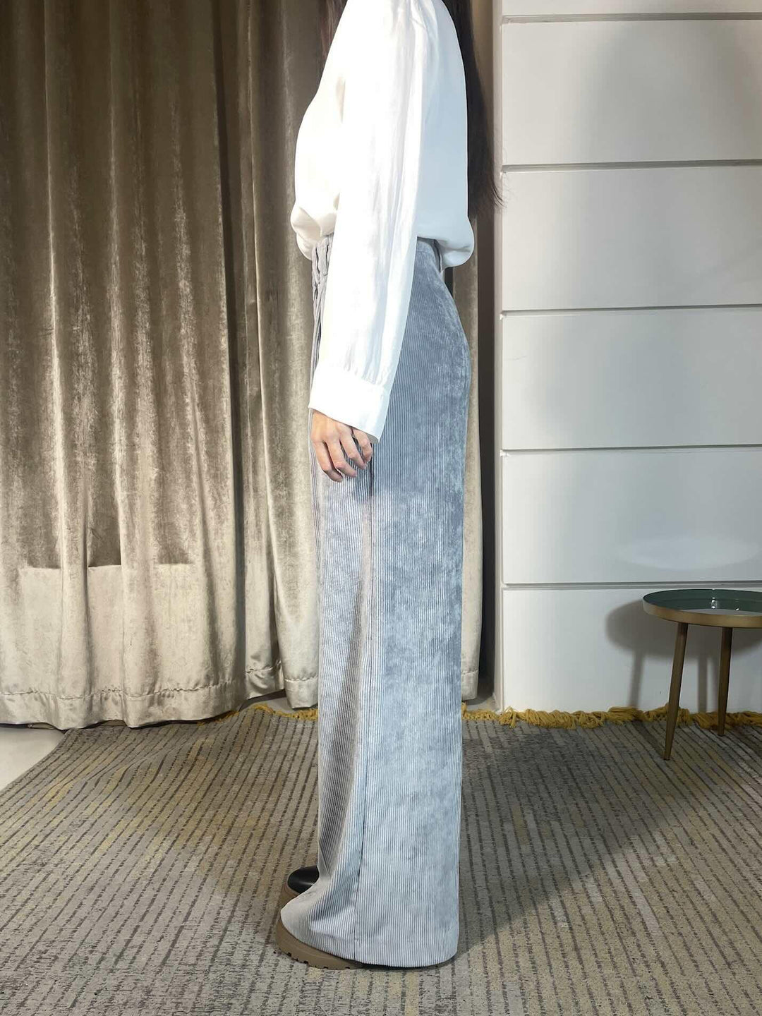 PANTALONE A PALAZZO IN VELLUTO A COSTE NEBBIA P094PUMG826NEBBIA MANILA GRACE