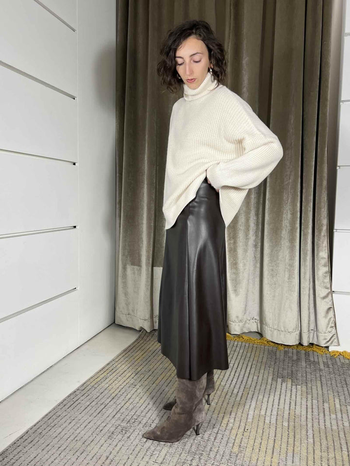 gonna in ecopelle svasata caffe 122154-25CAFFE TENSIONE IN