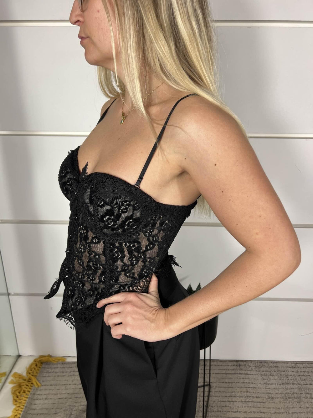 corpetto in pizzo nero MP2018NERO FEMME SELECTION