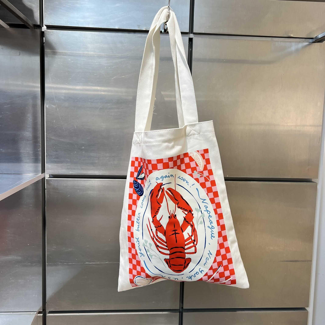 borsa in cotone con stampa aragoste 0229ARAGOSTA SPICY CAFE