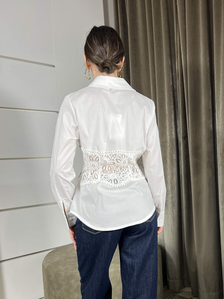 CAMICIA BIANCA CON CORPETTO IN PIZZO V01A0099BIANCO PHILIA LOFT