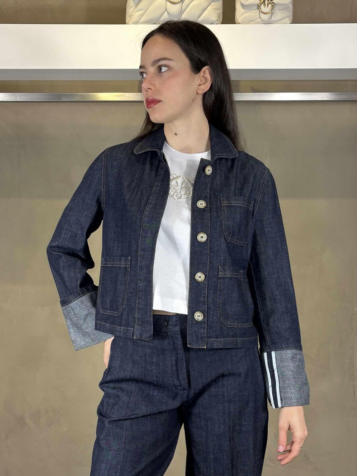 Giubbotto cropped denim scuro G019CUMG065 MANILA GRACE