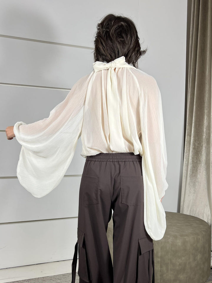 camicia over con manica ampia e apertura nella manica burro 1152AI25LATTE TENSIONE IN